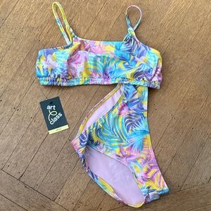 Art Class Kids Colorful Tropical Bikini NWT L 10/12